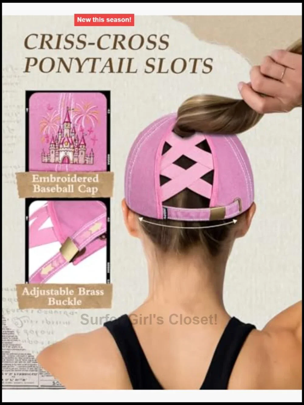 High Ponytail Baseball Cap Adjustable Criss Cross Trucker Hat Cotton Vintage